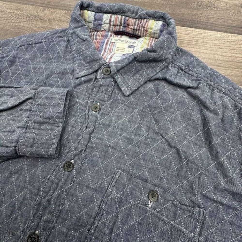 Carbon2Cobalt Shirt Mens Size Large Gray Western‎ Diamond Flannel Button Pocket